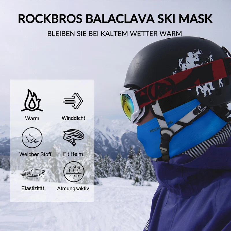 Зімовая балаклава ROCKBROS Sturmhaube Herbst для спорту на адкрытым паветры унісекс