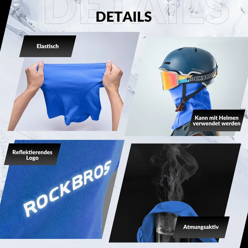 Зімовая балаклава ROCKBROS Sturmhaube Herbst для спорту на адкрытым паветры унісекс