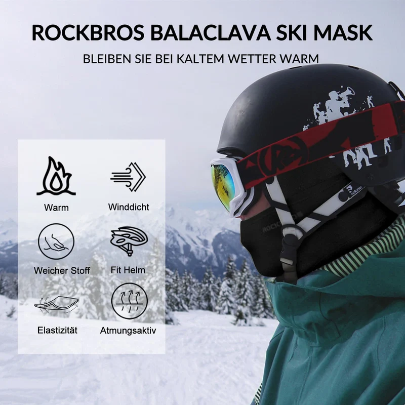 Зімовая балаклава ROCKBROS Sturmhaube Herbst для спорту на адкрытым паветры унісекс