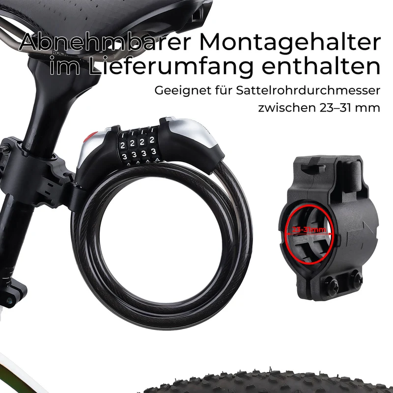 Fahrradschloss Kabelschloss 4-Stellig Zahlencode met Licht 120cm/180cm