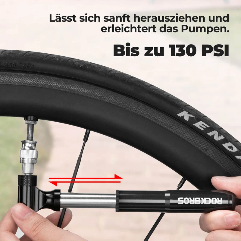 Fahrradpomp 130PSI Tragbar met Halterung Presta & Schrader Ventile