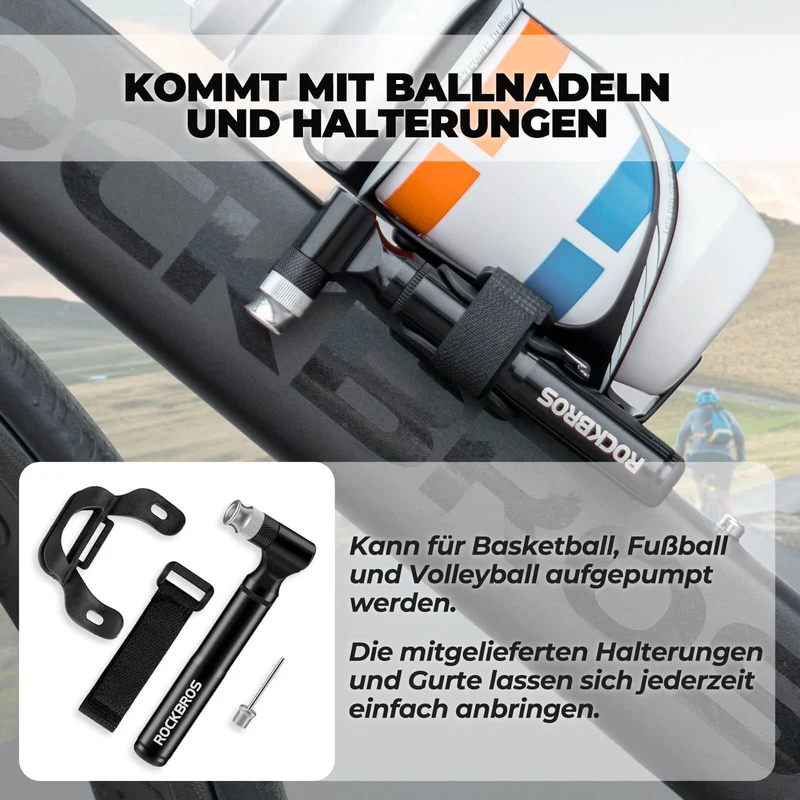 Fahrradpomp 130PSI Tragbar met Halterung Presta & Schrader Ventile