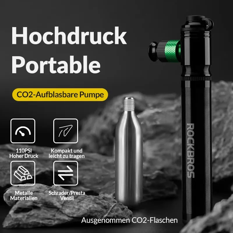 ROCKBROS CO2 Fahrradpumpe 110 PSI Алюмініевы мініпомпа Schwarz