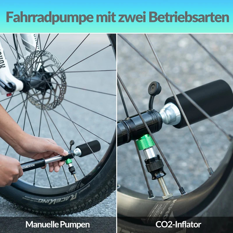 ROCKBROS CO2 Fahrradpumpe 110 PSI Алюмініевы мініпомпа Schwarz