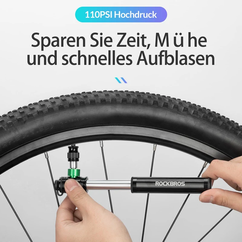 ROCKBROS CO2 Fahrradpumpe 110 PSI Алюмініевы мініпомпа Schwarz
