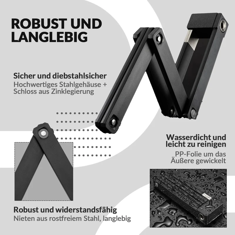 ROCKBROS Faltschloss Fahrradschloss mit Halterung