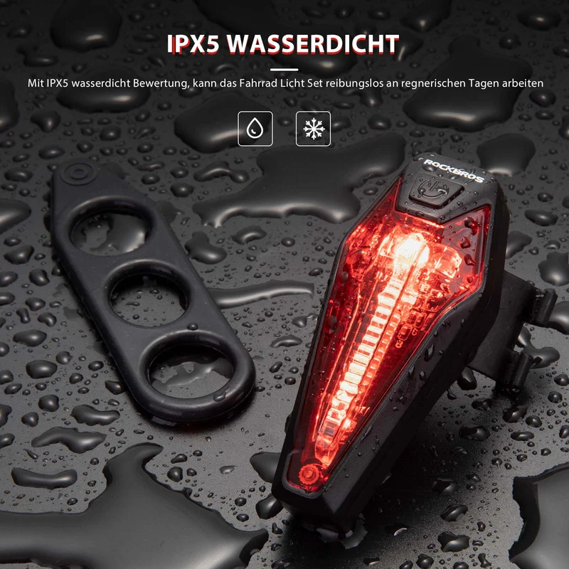 ROCKBROS LED-hinten Fahrradlicht Aufladbarer IPX5 Wasserdicht
