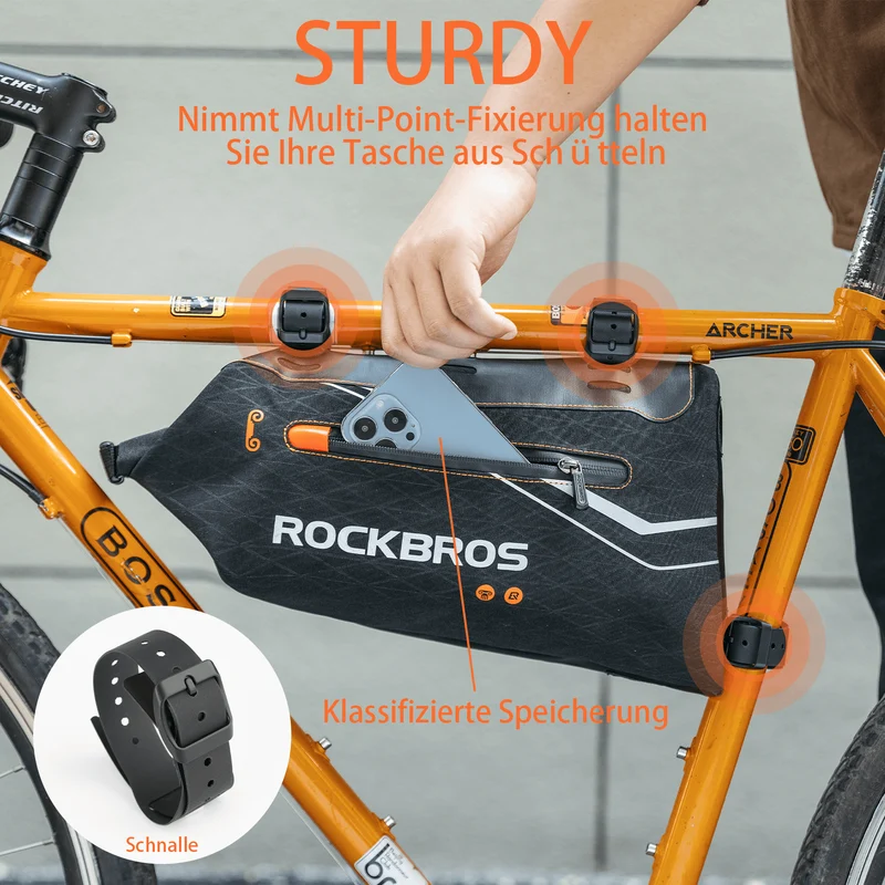 ROCKBROS Fahrrad Rahmentasche wasserdichte Dreiecktasche 3,5L Шварц