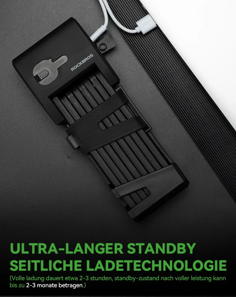 Fahrrad Fingerabdruck Faltschloss USB-Aufladung