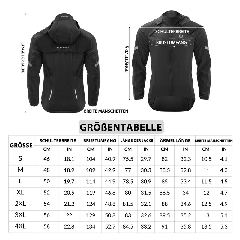 ROCKBROS Winddichte Fahrrad Jacke mit abnehmbarem Ärmel Softshelljacket