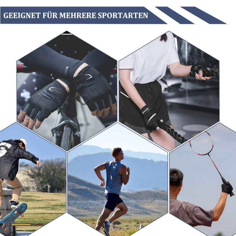 ROCKBROS Fahrrad Handschuhe Damen Herren Halbfinger Fahrradhandschuhe