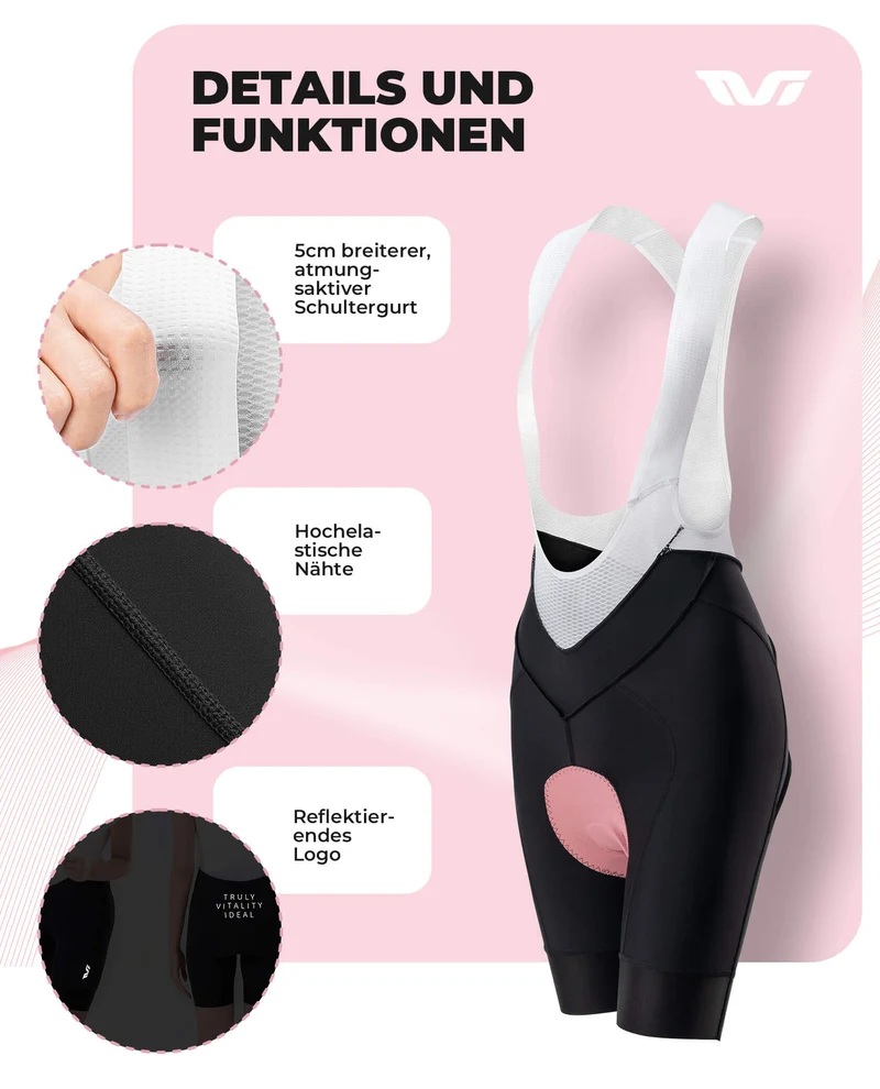 ROCKBROS Fahrradhose voor Damen Kurz Trägerhosen Atmungsaktive
