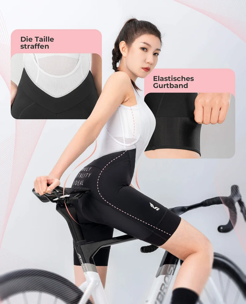 ROCKBROS Fahrradhose voor Damen Kurz Trägerhosen Atmungsaktive