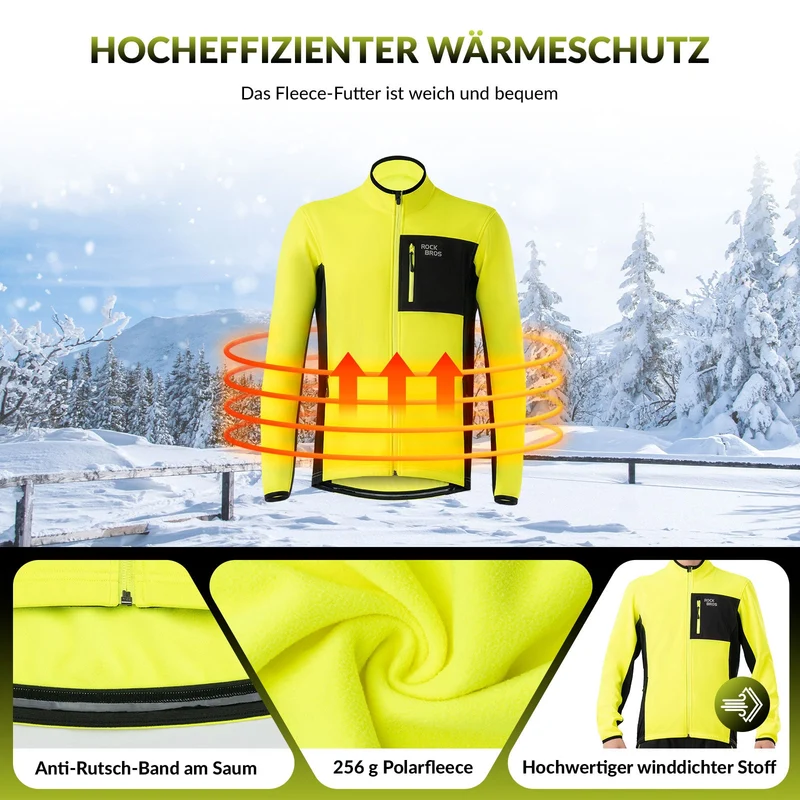 ROCKBROS Herren Fahrradjacke & Hose Set Winter Gelb Winddicht Warm voor Outdoor Spor