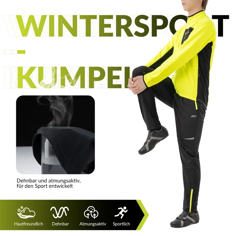 ROCKBROS Herren Fahrradjacke & Hose Set Winter Gelb Winddicht Warm voor Outdoor Spor
