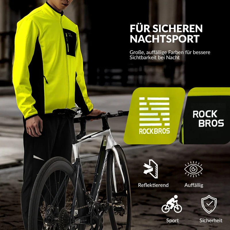 ROCKBROS Herren Fahrradjacke & Hose Set Winter Gelb Winddicht Warm voor Outdoor Spor