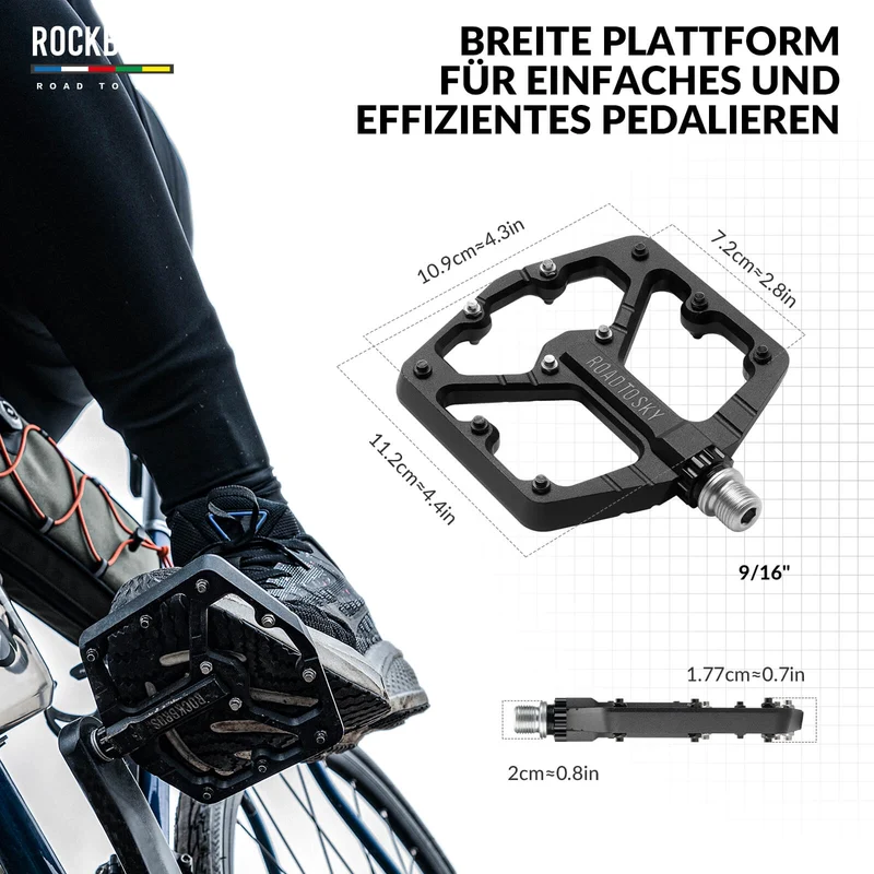 ROAD TO SKY Платформа Fahrradpedale 9/16 Zoll Rutschfest Wasserdicht