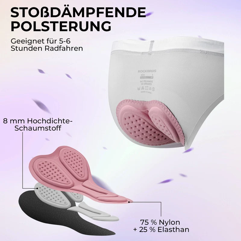 ROCKBROS Damen Radunterhose Atmungsaktive 4D Gepolsterde Radlerhose Elastisch