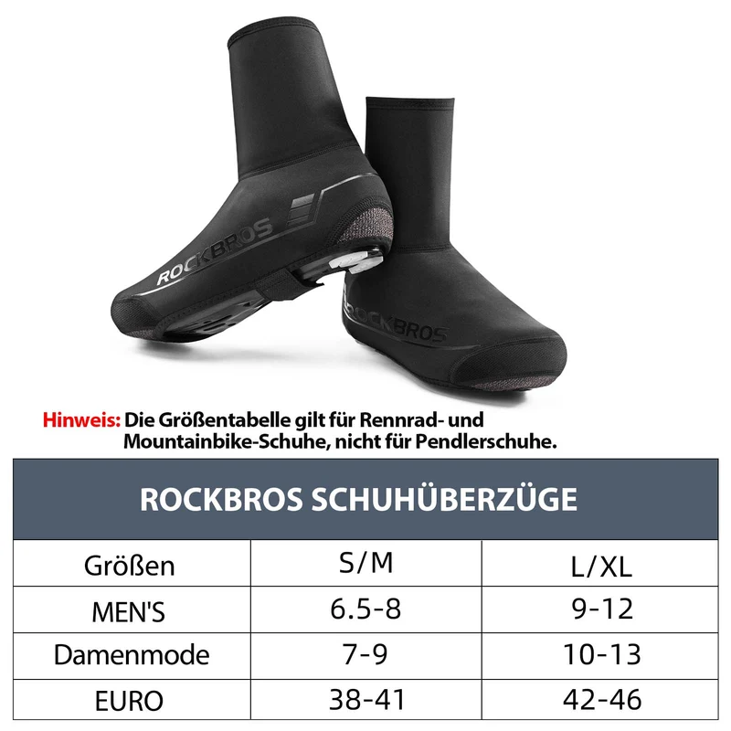 ROCKBROS Fahrrad Überschuhe Зімовы цёплы Überzieher für Radsport Schwarz