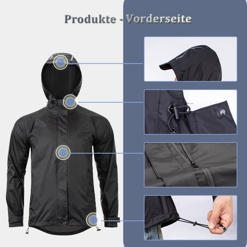 ROCKBROS Radsport Regenjack Herren Wasserabweisend Leicht Fahrradjacke