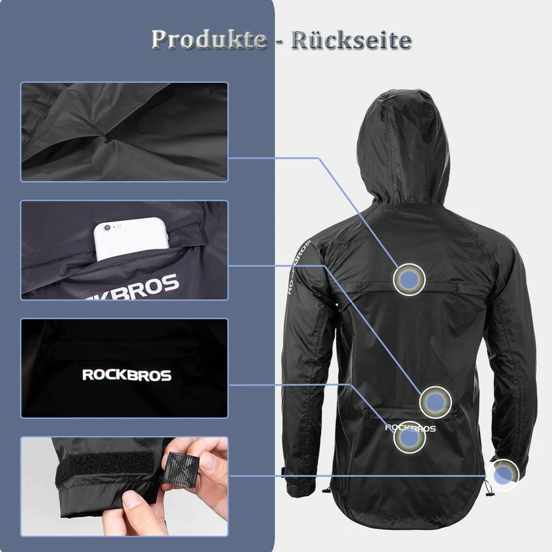 ROCKBROS Radsport Regenjack Herren Wasserabweisend Leicht Fahrradjacke