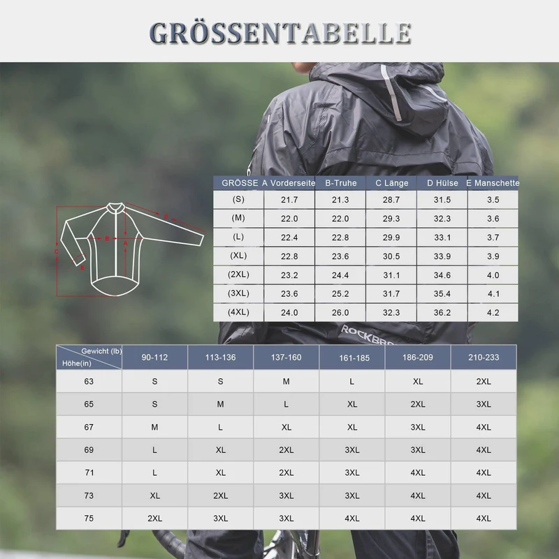 ROCKBROS Radsport Regenjack Herren Wasserabweisend Leicht Fahrradjacke