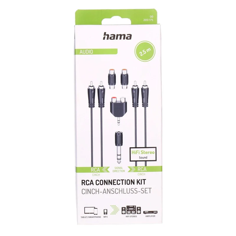 Hama 00205175 Audio-Kabel 2,5 m 2 x RCA Schwarz