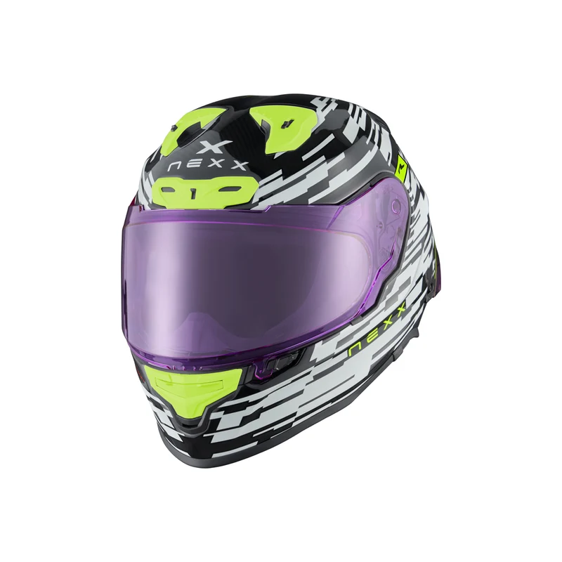 Nexx Helmet X.R3R GLITCH RACER CARBON WHITE NEON