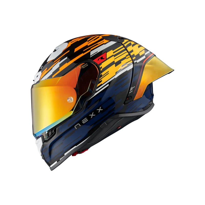 Nexx Helmet X.R3R GLITCH RACER CARBON ORANGE.BLUE