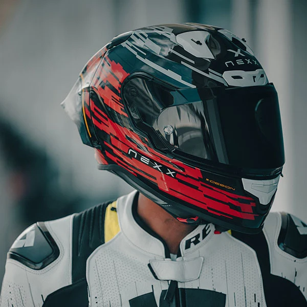 Nexx Helmet X.R3R GLITCH RACER CARBON RED.WHITE