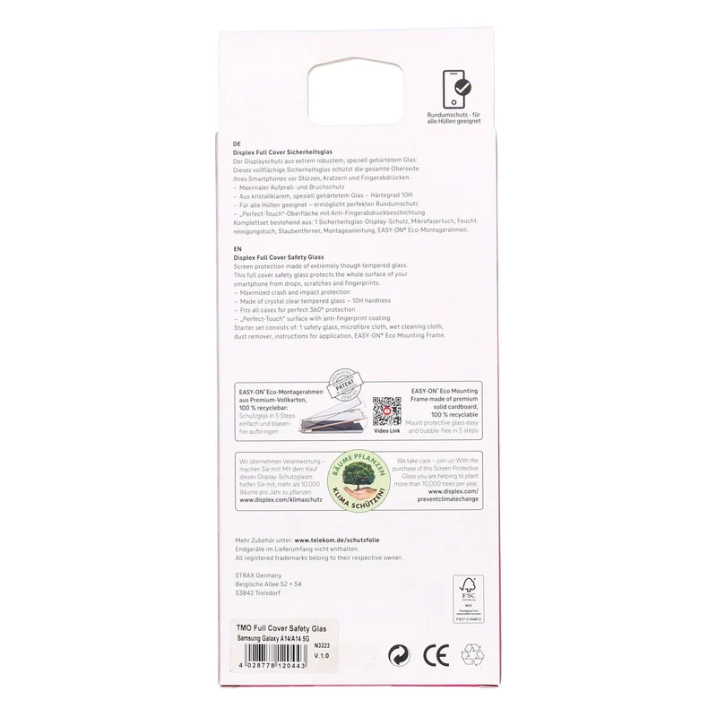 Displex Samsung Galaxy A14 Displayschutz Full Cover Sicherheitsglas