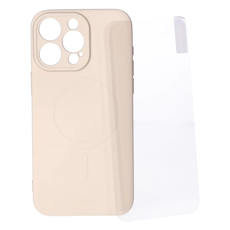 Mobilize Protection Pack iPhone 15 Pro Max Silikon Case creme und Displayschutz