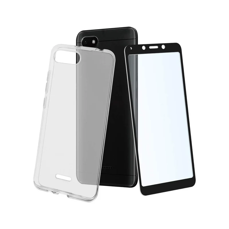 Muvit Crystal Soft Pack mit Backcover und Displayschutz aus Glas für Xiaomi Redmi 6A