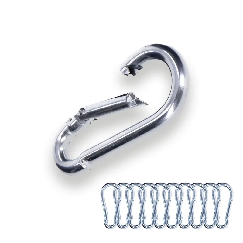 10x Karabinerhaken 8 x 80 mm verzinkt DIN5299 C-Form (Birne) rostfrei Schnapphaken bis 230kg