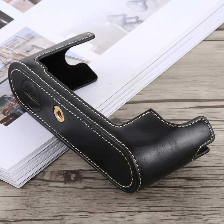 Skanto | 1/4 Zoll Gewinde PU-Leder Kamera-Halbhülle Basis für Leica M10 (Schwarz)