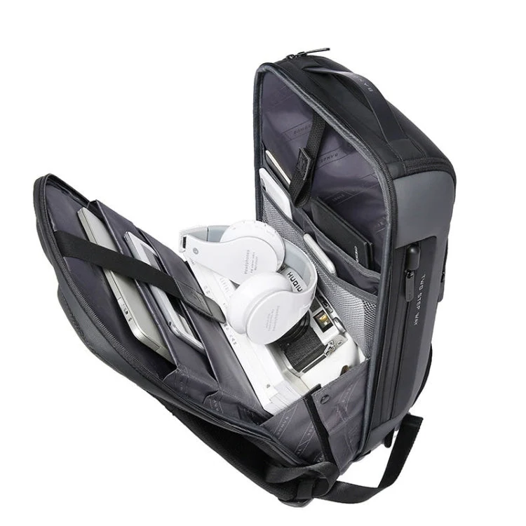 Skanto | BANGE BG-7216plus Diebstahlsicherer Wasserdichter Reise-Herrenrucksack 15.6 Zoll Laptoptasche (Grau)