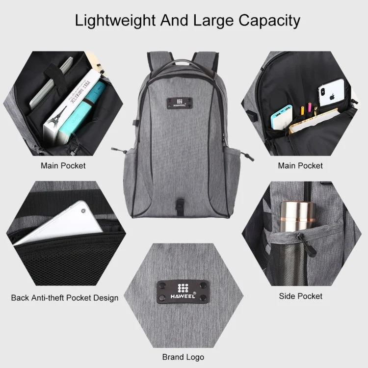 Skanto | HAWEEL Outdoor Tragbarer Canvas Doppel-Schulter Laptop-Rucksack (Grau)