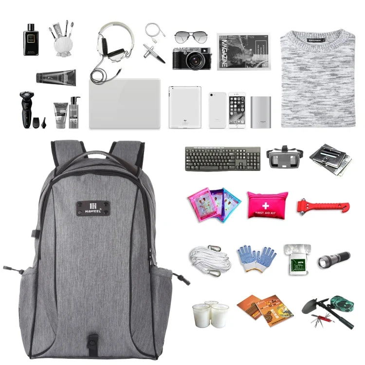 Skanto | HAWEEL Outdoor Tragbarer Canvas Doppel-Schulter Laptop-Rucksack (Grau)