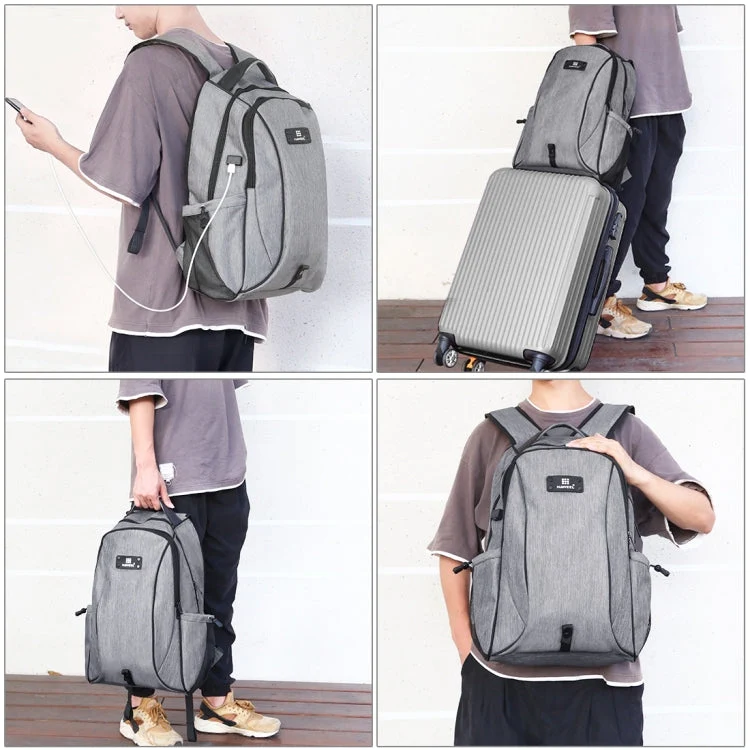 Skanto | HAWEEL Outdoor Tragbarer Canvas Doppel-Schulter Laptop-Rucksack (Grau)