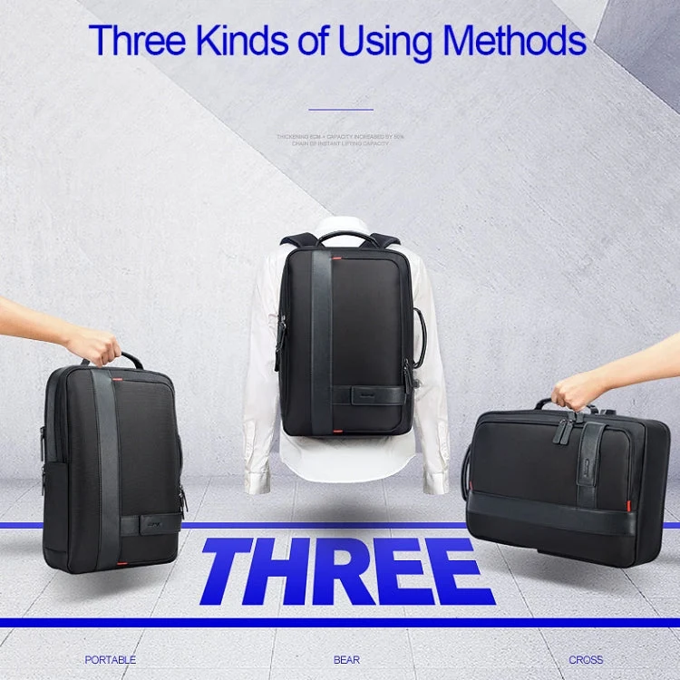 Skanto | Bopai 751-006561 Große Kapazität Business Casual Atmungsaktiver Laptop-Rucksack mit externem USB-Anschluss, Größe: 29 x 16 x 44 cm (Schwarz)