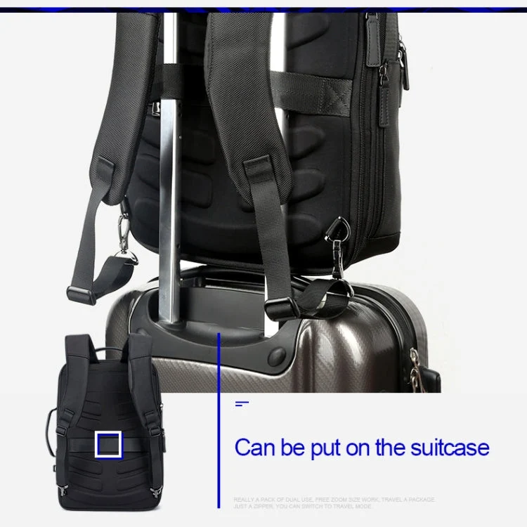 Skanto | Bopai 751-006561 Große Kapazität Business Casual Atmungsaktiver Laptop-Rucksack mit externem USB-Anschluss, Größe: 29 x 16 x 44 cm (Schwarz)