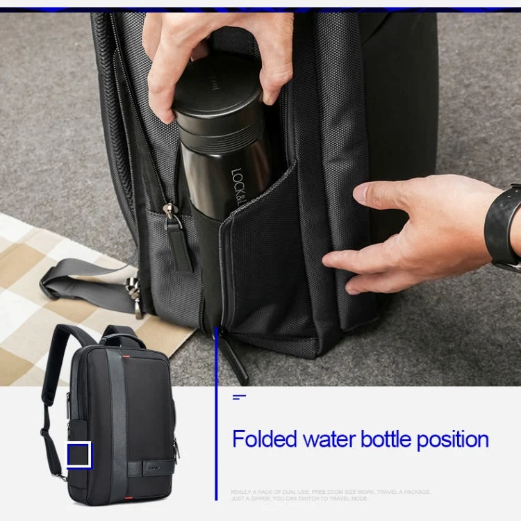 Skanto | Bopai 751-006561 Große Kapazität Business Casual Atmungsaktiver Laptop-Rucksack mit externem USB-Anschluss, Größe: 29 x 16 x 44 cm (Schwarz)