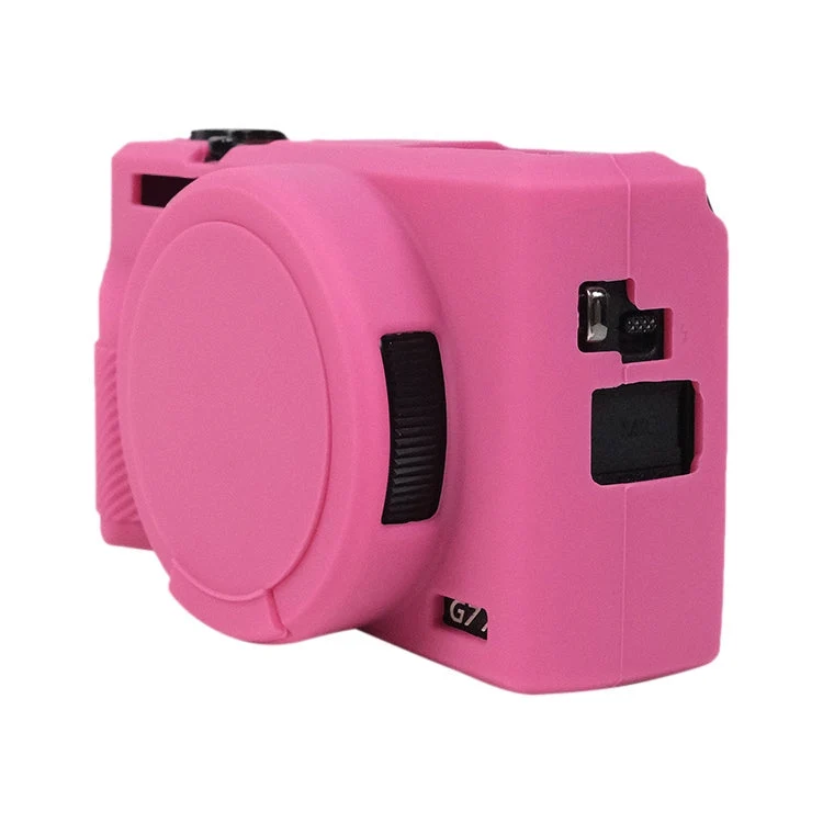 Skanto | Für Canon PowerShot G7 X Mark III / G7X3 Weiche Silikon-Schutzhülle mit Gegenlichtblende (Rosenrot)