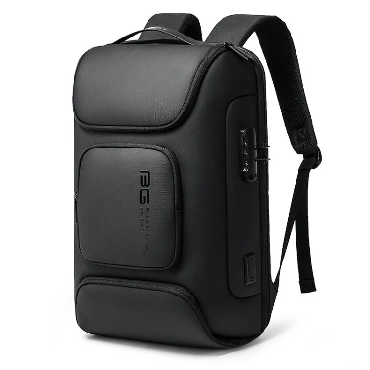 Skanto | BANGE BG-7216plus Diebstahlsicherer wasserdichter Reise-Herrenrucksack 15.6 Zoll Laptoptasche (Schwarz)