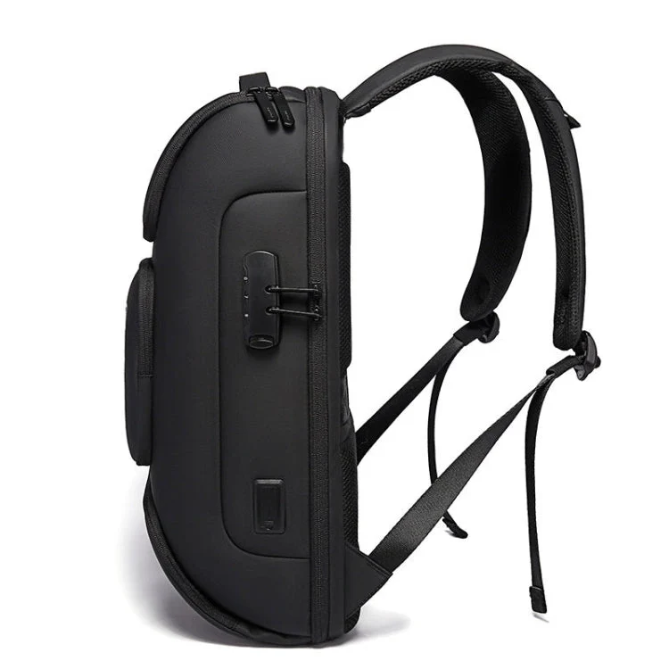 Skanto | BANGE BG-7216plus Diebstahlsicherer wasserdichter Reise-Herrenrucksack 15.6 Zoll Laptoptasche (Schwarz)