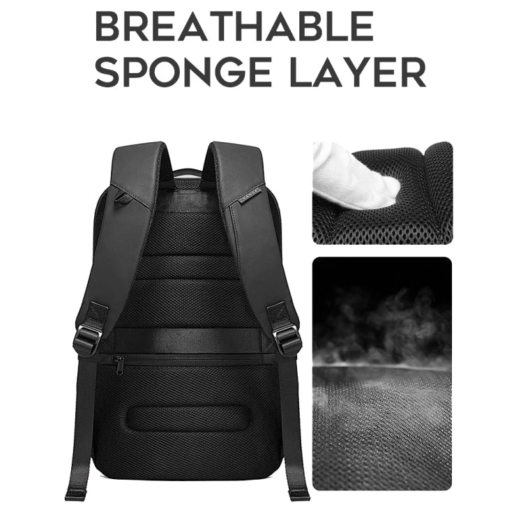 Skanto | BANGE BG-7216plus Diebstahlsicherer wasserdichter Reise-Herrenrucksack 15.6 Zoll Laptoptasche (Schwarz)