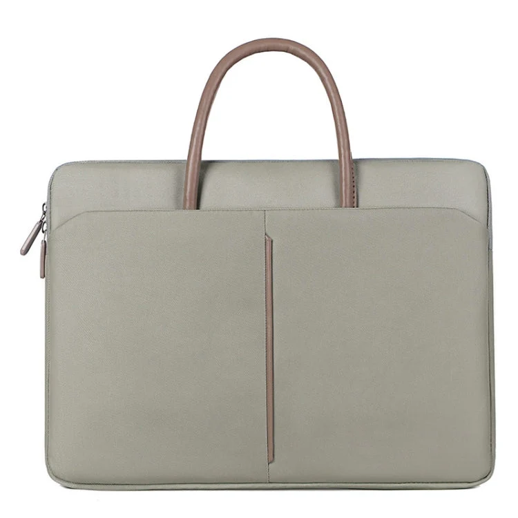 Skanto | 14 - 14.6 Zoll Oxford-Stoff-Laptoptasche für Damen und Herren, Dokumententasche mit PU-Griff (Graugrün)