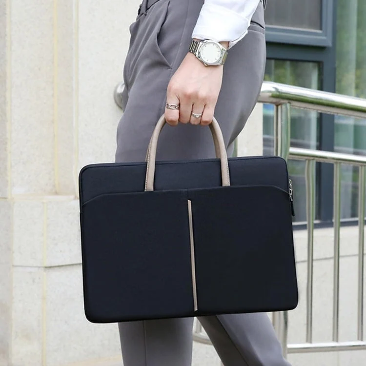 Skanto | 14 - 14.6 Zoll Oxford-Stoff-Laptoptasche für Damen und Herren, Dokumententasche mit PU-Griff (Graugrün)