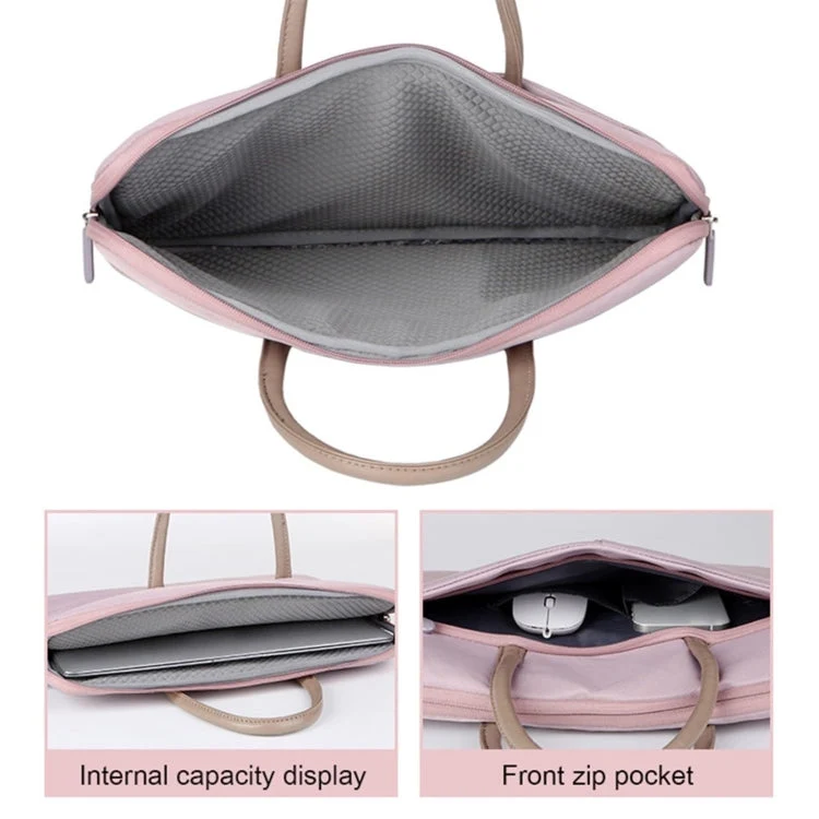 Skanto | 14 - 14.6 Zoll Oxford-Stoff-Laptoptasche für Damen und Herren, Dokumententasche mit PU-Griff (Graugrün)