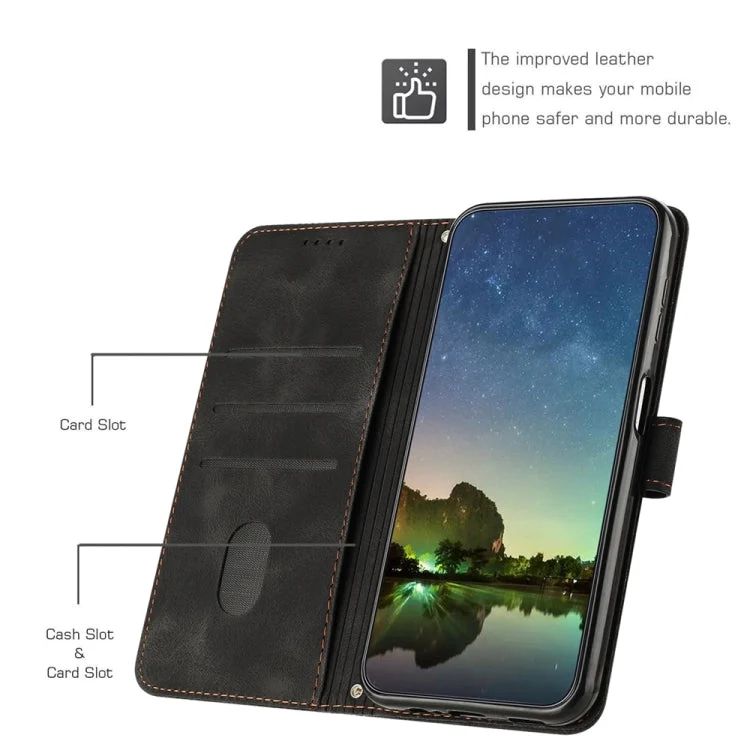 Skanto | Für iPhone 13 Pro Max Dream Triangle Leder-Handyhülle mit Schultergurt (Schwarz)